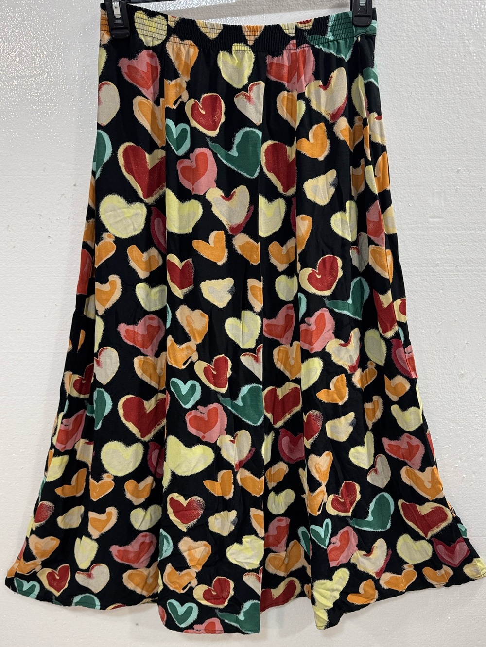 Vintage Terry Ward Black Multicolor Gored Button Front Midi Skirt Size L Retro - Picture 4 of 11